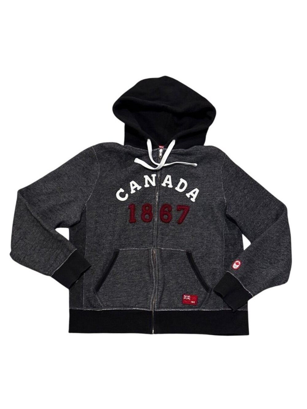 Hudsons Bay Canada 1867 Hoodie Mens Med Charcoal Gray Zip Up Olympic Official